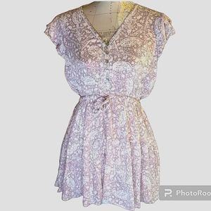 NWT Olivaceous Pink Floral Minidress Short Flutter Sleeve Clip Dot Size Small